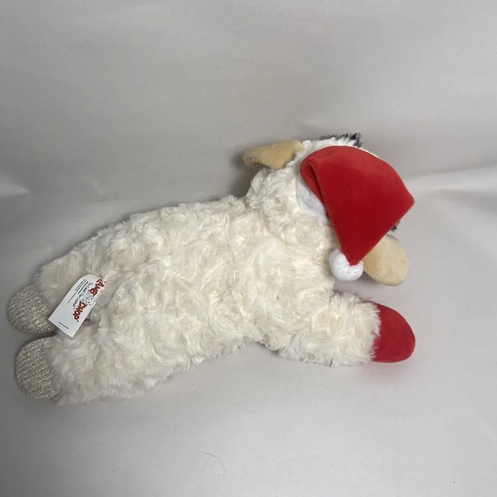 Lamb Chop Dog Toy With Squeaker Santa Hat 12 Inches Long No paper hang tag